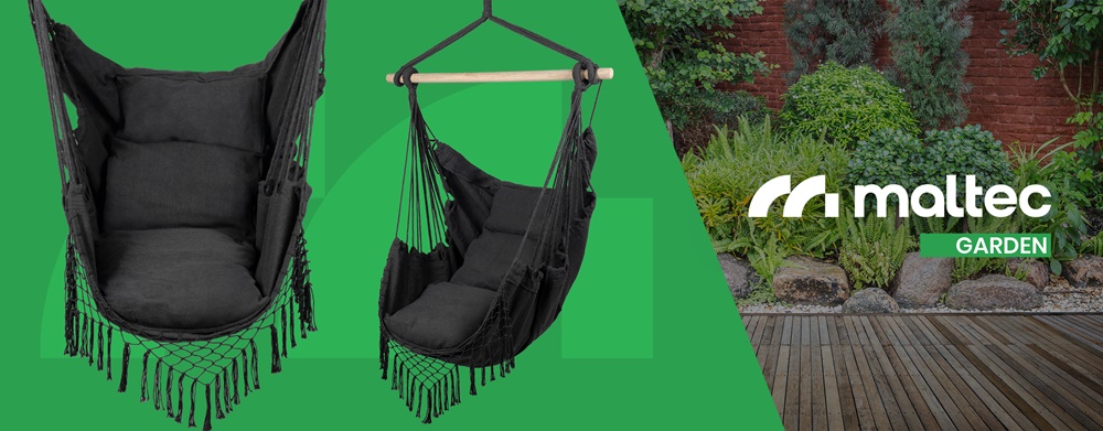 Fotel Wiszący Ogrodowy Krzesło Brazylijskie Kokon z Poduszkami Dark Gray