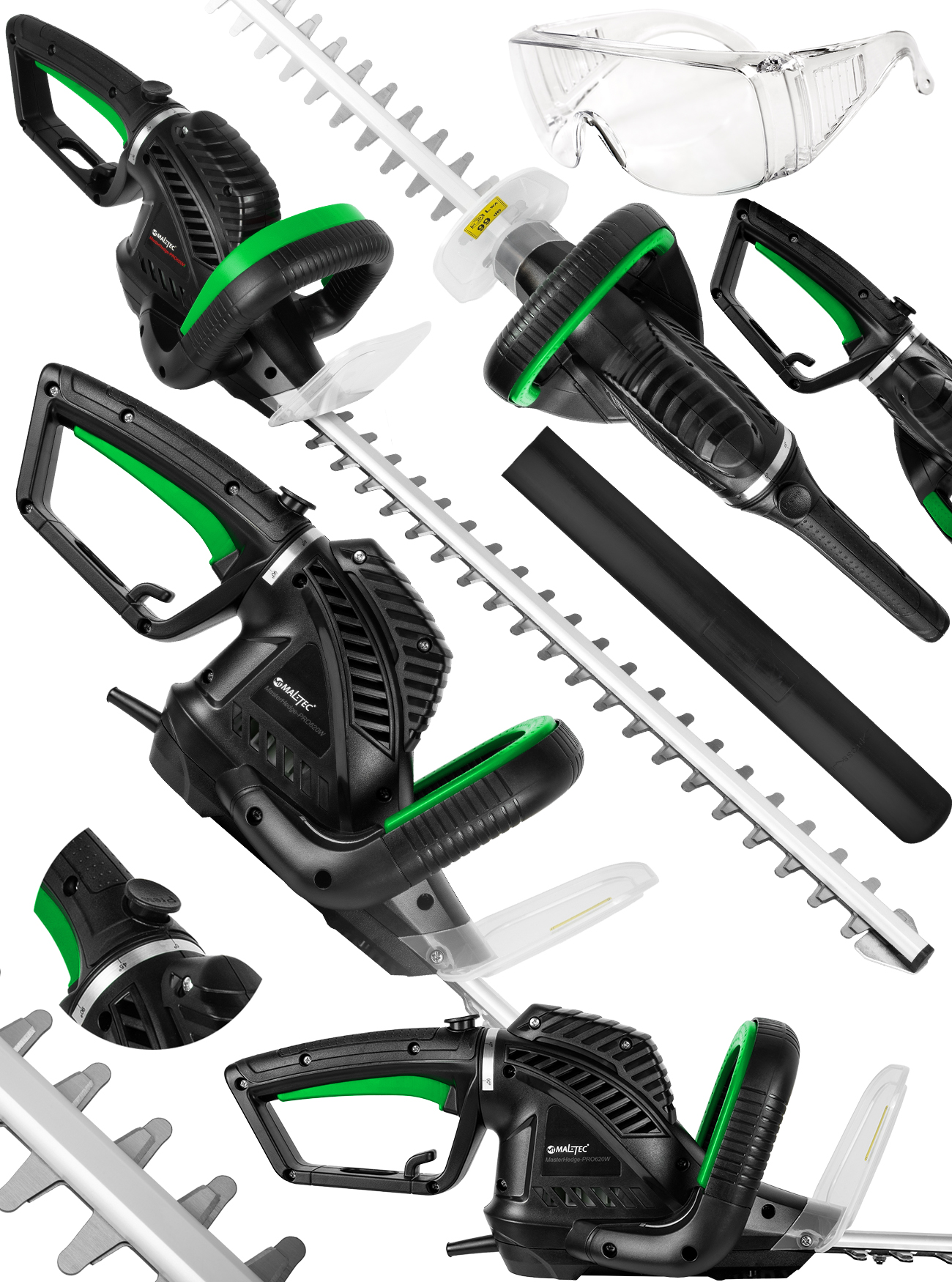 MalTec Elektrische Heckenschere 1800W 61cm Schnittlänge Handschutz, Schutzbrille - Bild 1 von 15